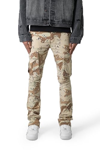 mnml Men's X515 Convertible Skinny Cargo Denim - Desert Camo, 28